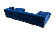 Ariana Blue Velvet Double Chaise Sectional - Gate FurnitureSectional