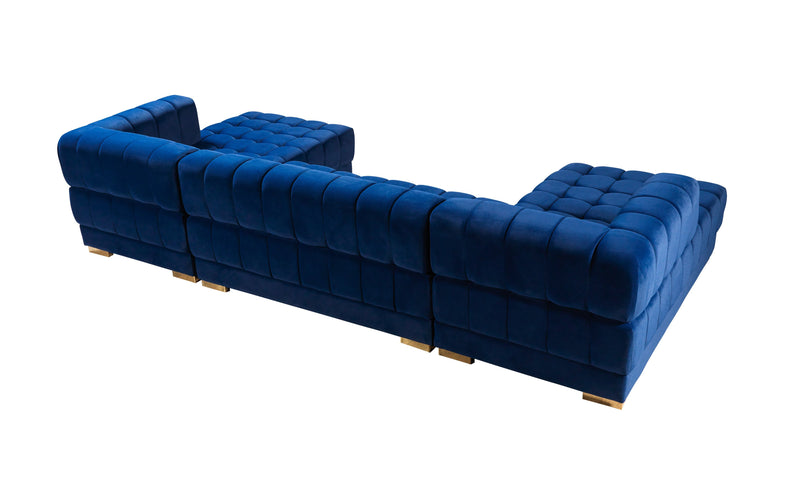 Ariana Blue Velvet Double Chaise Sectional - Gate FurnitureSectional