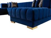 Ariana Blue Velvet Double Chaise Sectional - Gate FurnitureSectional