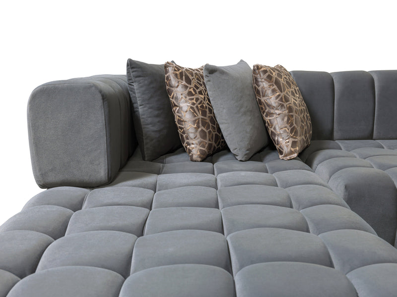 Ariana Gray Velvet Double Chaise Sectional [ETA: 3/10] - ARIANAGRAY-SEC