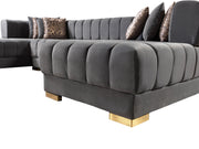 Ariana Gray Velvet Double Chaise Sectional [ETA: 3/10] - ARIANAGRAY-SEC
