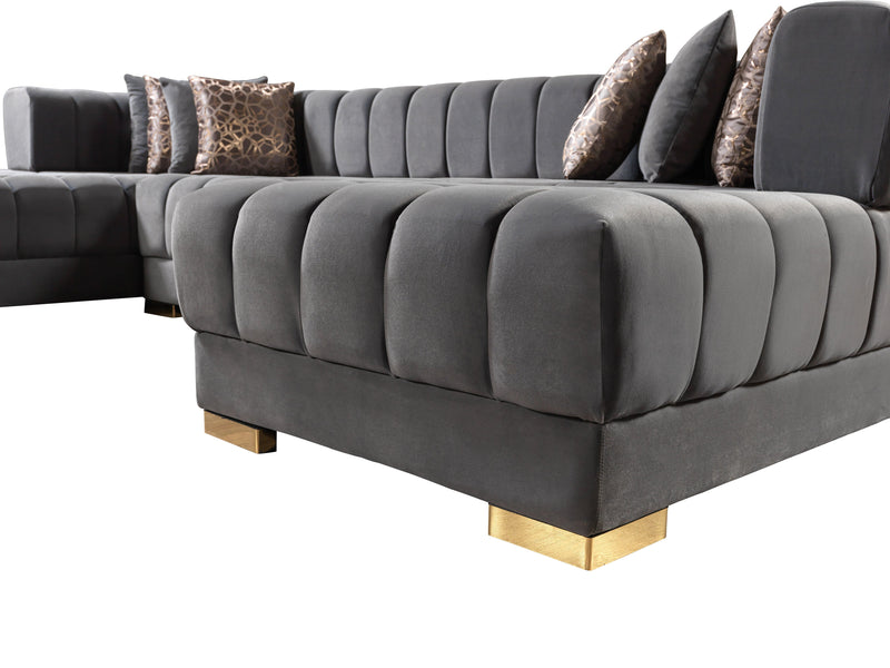 Ariana Gray Velvet Double Chaise Sectional [ETA: 3/10] - ARIANAGRAY-SEC