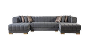 Ariana Gray Velvet Double Chaise Sectional [ETA: 3/10] - ARIANAGRAY-SEC