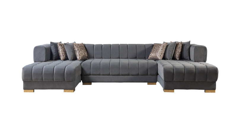 Ariana Gray Velvet Double Chaise Sectional [ETA: 3/10] - ARIANAGRAY-SEC
