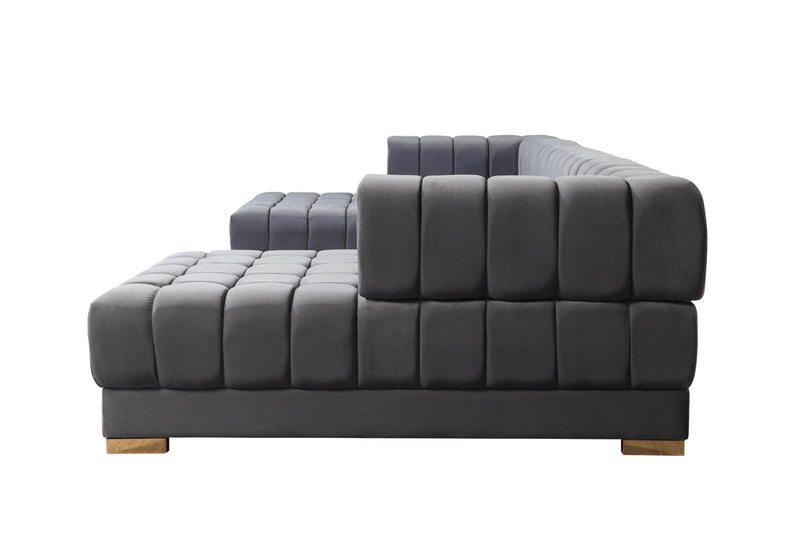 Ariana Gray Velvet Double Chaise Sectional [ETA: 3/10] - ARIANAGRAY-SEC