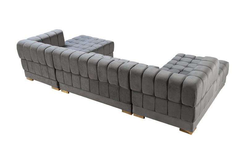 Ariana Gray Velvet Double Chaise Sectional [ETA: 3/10] - ARIANAGRAY-SEC