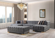 Ariana Gray Velvet Double Chaise Sectional [ETA: 3/10] - ARIANAGRAY-SEC