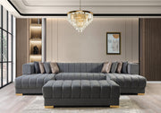 Ariana Gray Velvet Double Chaise Sectional [ETA: 3/10] - ARIANAGRAY-SEC