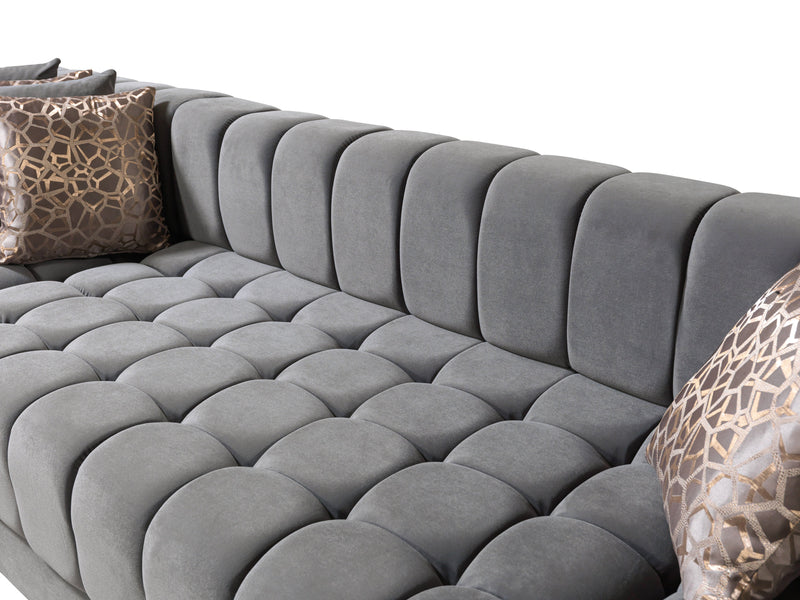 Ariana Gray Velvet Double Chaise Sectional [ETA: 3/10] - ARIANAGRAY-SEC
