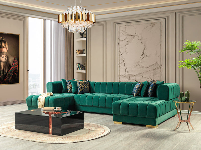 Ariana Green Velvet Double Chaise Sectional [ETA: 3/10] - ARIANAGREEN-SEC