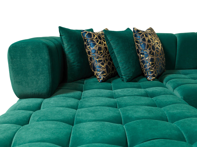 Ariana Green Velvet Double Chaise Sectional [ETA: 3/10] - ARIANAGREEN-SEC