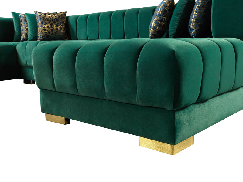 Ariana Green Velvet Double Chaise Sectional [ETA: 3/10] - ARIANAGREEN-SEC