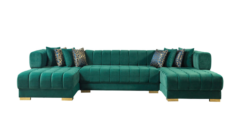 Ariana Green Velvet Double Chaise Sectional [ETA: 3/10] - ARIANAGREEN-SEC
