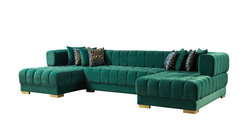 Ariana Green Velvet Double Chaise Sectional [ETA: 3/10] - ARIANAGREEN-SEC