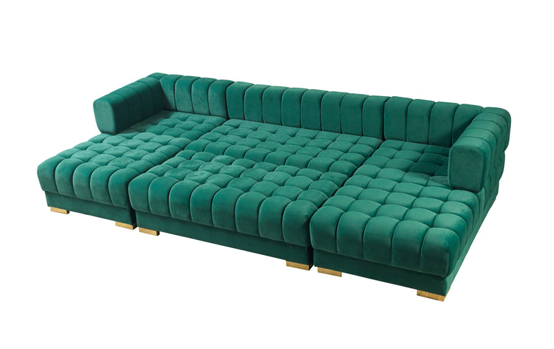 Ariana Green Velvet Double Chaise Sectional [ETA: 3/10] - ARIANAGREEN-SEC
