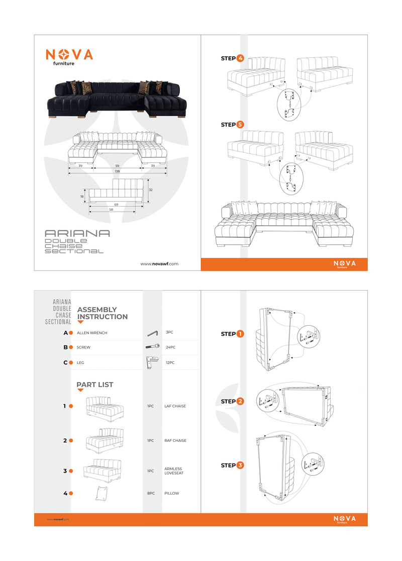 Ariana Green Velvet Double Chaise Sectional [ETA: 3/10] - ARIANAGREEN-SEC