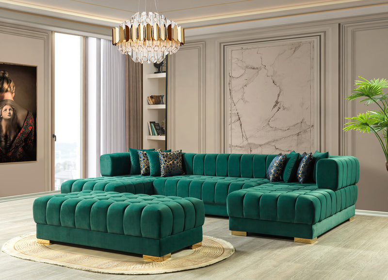 Ariana Green Velvet Double Chaise Sectional [ETA: 3/10] - ARIANAGREEN-SEC
