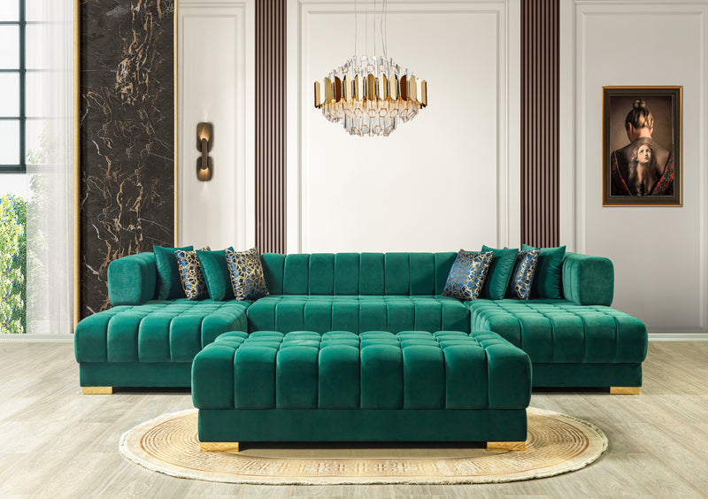 Ariana Green Velvet Double Chaise Sectional [ETA: 3/10] - ARIANAGREEN-SEC