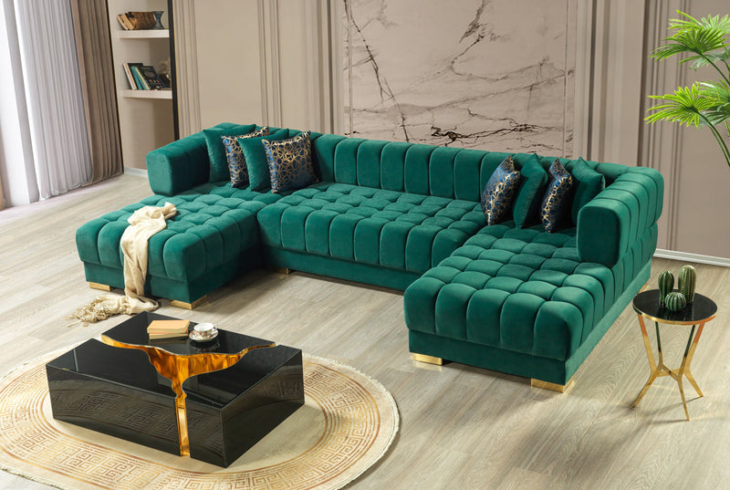 Ariana Green Velvet Double Chaise Sectional [ETA: 3/10] - ARIANAGREEN-SEC