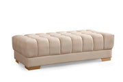 Ariana Ivory Velvet Rectangle Ottoman - ARIANAIVORY-OTT
