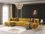 Ariana Mustard Velvet Double Chaise Sectional - Gate FurnitureSectional