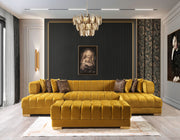 Ariana Mustard Velvet Double Chaise Sectional - Gate FurnitureSectional
