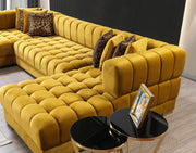 Ariana Mustard Velvet Double Chaise Sectional - Gate FurnitureSectional