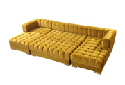 Ariana Mustard Velvet Double Chaise Sectional - Gate FurnitureSectional