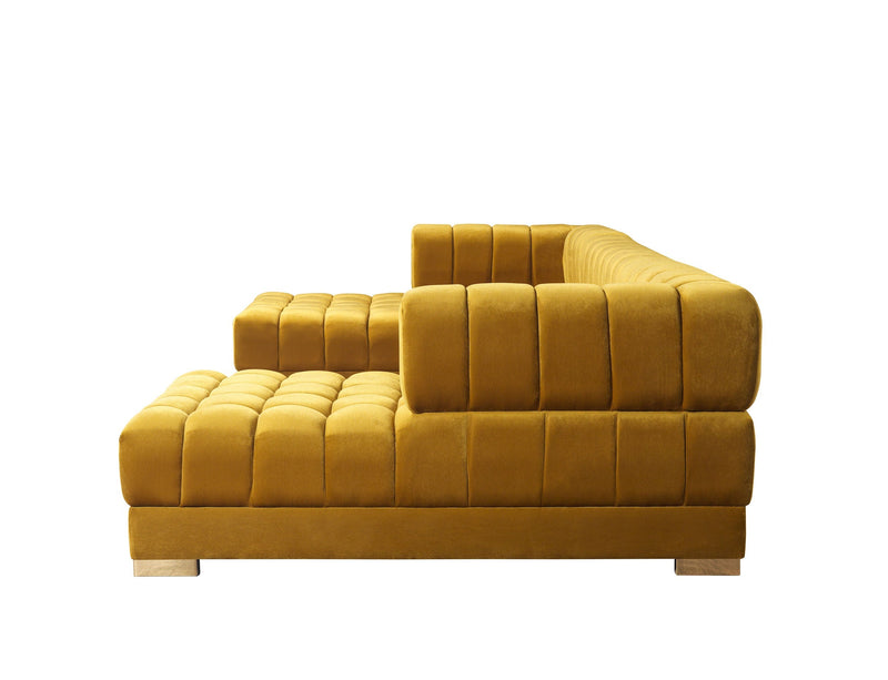 Ariana Mustard Velvet Double Chaise Sectional - Gate FurnitureSectional
