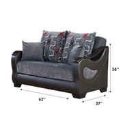 Arizona 62 in. Convertible Sleeper Loveseat in Smoky Grey with Storage - Gate FurnitureLoveseat