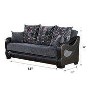 Arizona 86 in. Convertible Sleeper Sofa in Smoky Gray with Storage - Gate FurnitureSleeper Sofa