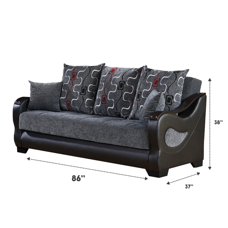 Arizona 86 in. Convertible Sleeper Sofa in Smoky Gray with Storage - Gate FurnitureSleeper Sofa