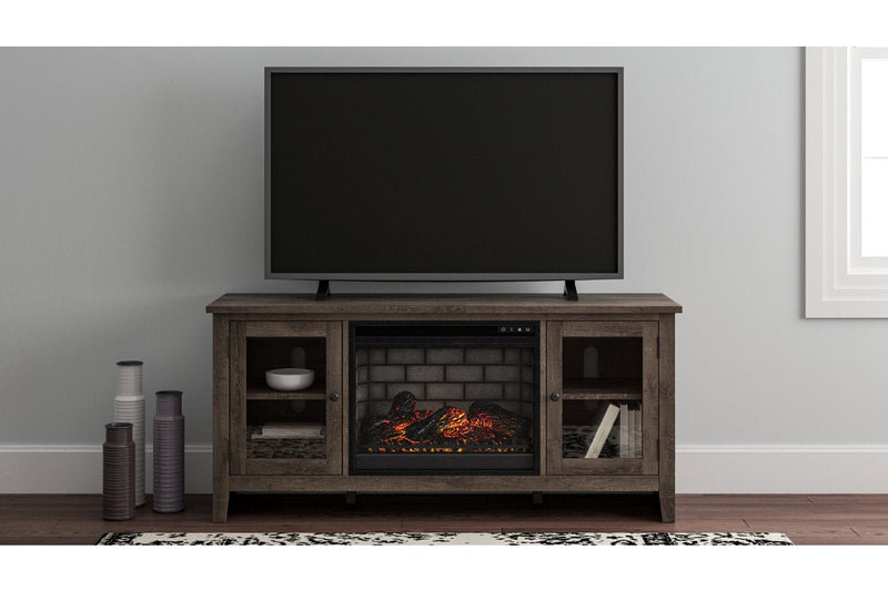 Arlenbry Gray 60" TV Stand with Electric Fireplace - Gate FurnitureTV Stand
