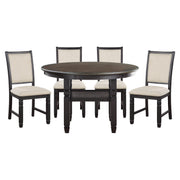 Asher Black/Brown Round 5 - Piece Dining Room Set - Gate FurnitureDining Room Set