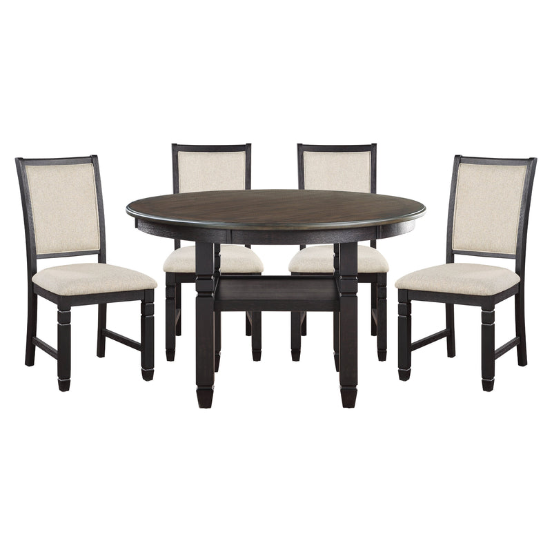 Asher Black/Brown Round 5 - Piece Dining Room Set - Gate FurnitureDining Room Set