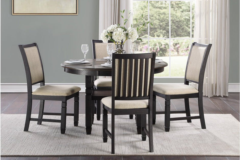 Asher Black/Brown Round 5 - Piece Dining Room Set - Gate FurnitureDining Room Set