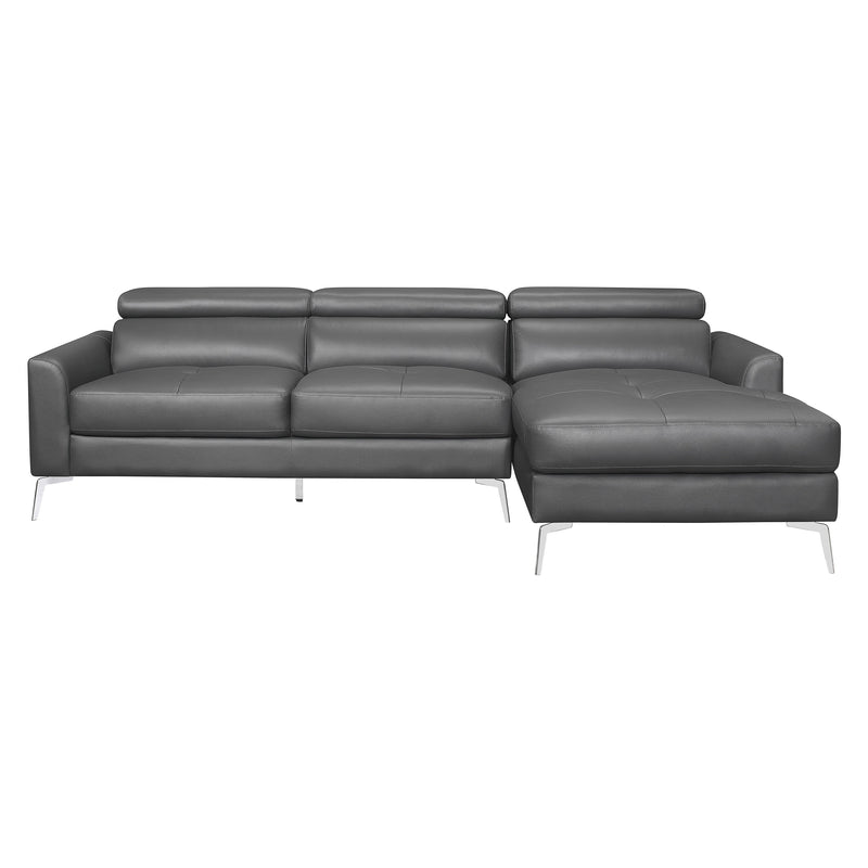 Ashland Dark Gray Leather RAF Sectional - Gate FurnitureSectional