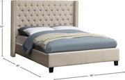 Ashton Linen Textured King Bed Beige - Gate FurnitureKing Bed