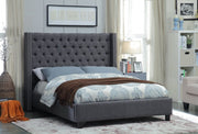 Ashton Linen Textured King Bed Grey - Gate FurnitureKing Bed