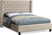 Ashton Linen Textured Queen Bed Beige - Gate FurnitureQueen Bed