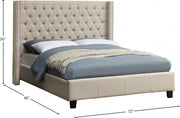 Ashton Linen Textured Queen Bed Beige - Gate FurnitureQueen Bed