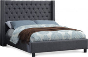 Ashton Linen Textured Queen Bed Grey - Gate FurnitureQueen Bed