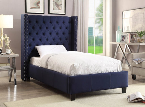 Ashton Linen Textured Twin Bed Blue - Gate FurnitureTwin Bed