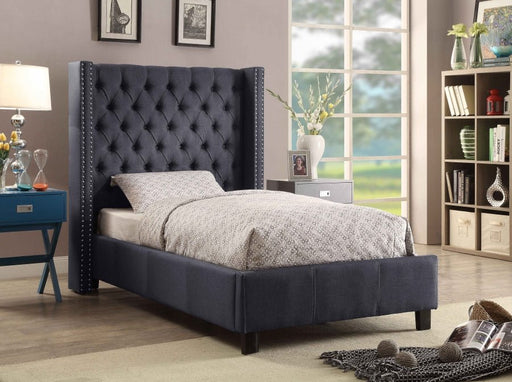 Ashton Linen Textured Twin Bed Grey - Gate FurnitureTwin Bed