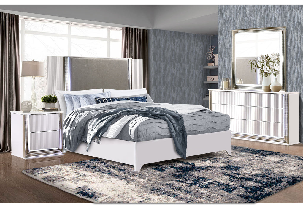 Aspen White King Bed Group With Led - ASPEN-WH-KBG - Gate Furniture