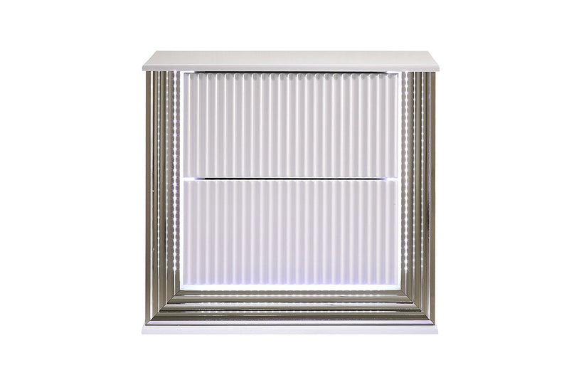 Aspen White Nightstand With Led - Gate FurnitureNightstand