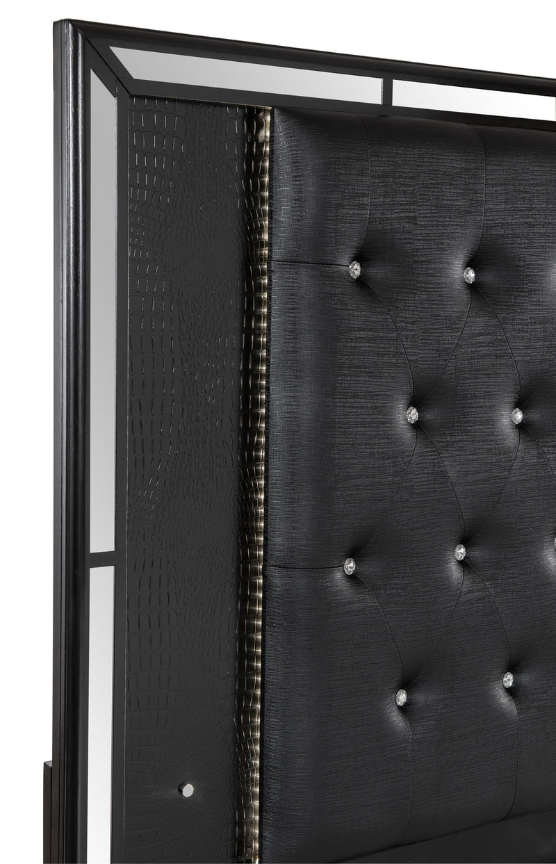 Aveline Black LED Upholstered Panel Bedroom Set - Gate FurnitureBedroom Set