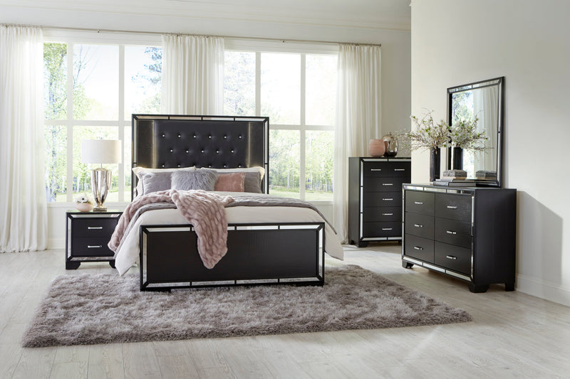 Aveline Black LED Upholstered Panel Bedroom Set - Gate FurnitureBedroom Set