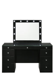 Avery Black Makeup Vanity Set with Lighted Mirror - Gate FurnitureVanity Set