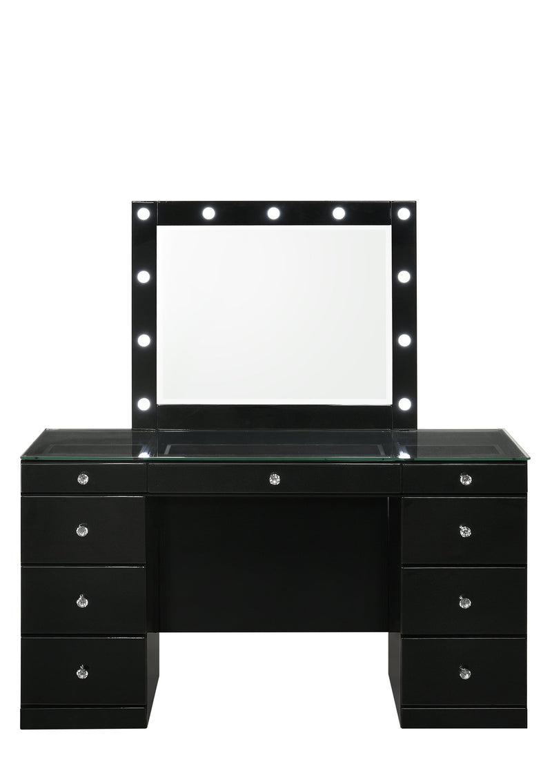 Avery Black Makeup Vanity Set with Lighted Mirror - Gate FurnitureVanity Set